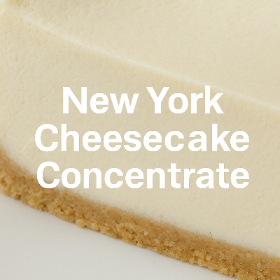 Close-up of a slice of New York Cheesecake with text overlay.