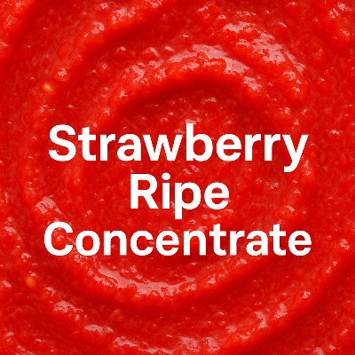 Close-up of strawberry ripe concentrate with text overlay