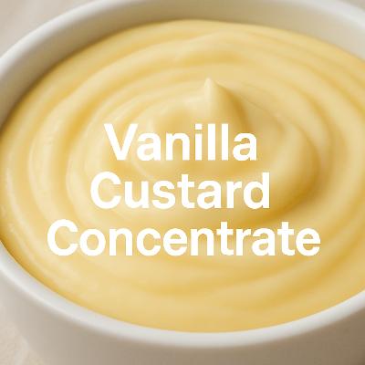 Vanilla custard concentrate in a bowl with text overlay